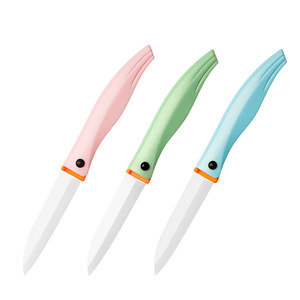 Folding Ceramic Fruit Knife 80mm Blade Portable For Home Kitchen Use Cherry Blossom Pink Nordic Blue Matcha Green 3 Piece Set - Product Image 4