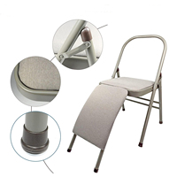 Chaise de yoga auxiliaire pliable avec structure à double poutre, couvre-pieds antidérapants, surface en cuir souple et tissu en acier durable pour l'entraînement d'équilibre