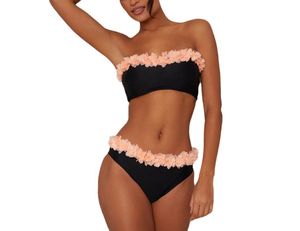 Vêtements de plage grande taille pour femmes, maillots de bain bikinis <span class=keywords><strong>2</strong></span> pièces <span class=keywords><strong>avec</strong></span> <span class=keywords><strong>fleurs</strong></span> en 3D, vente en gros sur mesure - Product Image 3