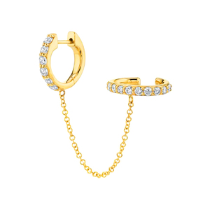 Boucle d'oreille clip tendance en argent sterling S925 avec micro-incrustation de zircon rond et pampille - Product Image 1