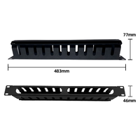 Organizador de Cables de Red de Acero de 1U y 19 Pulgadas con 12 Ranuras y 24 Puertos, para Montaje en Rack, con Cubierta Negra de 1.2 mm RJ45 YNCO