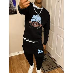 Sweat-shirt de haute qualité OEM, vierge, vintage, d'hiver, athlétique, surdimensionné, en polaire 300 g/m², avec fermeture éclair, lourd, logo imprimé personnalisé, ensemble de survêtement 2 pièces - Product Image 2