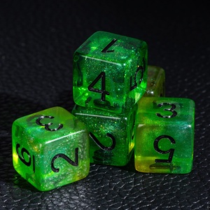 Dados de Resina Transparente con Purpurina Verde en Forma de Estrella de 6 Caras, 12 mm y 16 mm, con Logotipo Personalizado FACCUB, para Juegos de Mesa Premium, Dnd, Rpg - Product Image 3