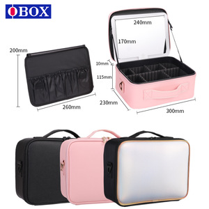 Trousse de maquillage Qihui en tissu Oxford noir, avec poignée souple, multifonction, pour rangement à domicile, avec miroir et compartiment pour outils de manucure - Product Image 2