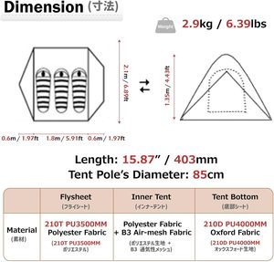 STELLAR ZC-260831-15 Personnalisable, imperméable, léger, ultraléger, quatre saisons, anti-insectes, portable, 2000-3000 mm - Product Image 2