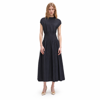 Ensemble deux pièces en maille fine de couleur anthracite pour femmes, col rond, manches courtes, midi, design personnalisé, ODM