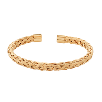 Gelang Terbuka Kawat Terpuntir Klasik Unisex H2 Jewelry E0002, Gelang Bentuk C yang Dapat Disesuaikan untuk Pesta, Warna Emas Baja dan Hitam