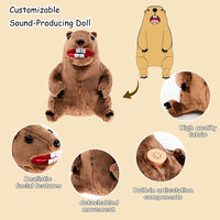 Jouet en peluche marmotte personnalisé, réconfortant, design unique, réaliste, super doux, en maille, anti-stress, interactif pour