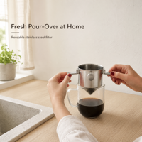 Filtre à café pliable portable en acier inoxydable réutilisable pour le camping, la randonnée et les voyages