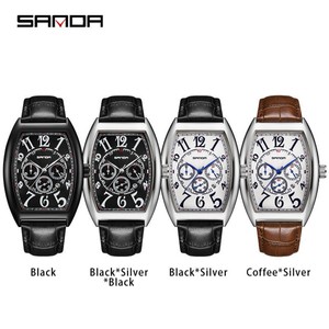 Reloj de Pulsera Sanda 7055 Vintage para Hombre, Diseño Creativo Digital con Tres Agujas Pequeñas, Calendario, Resistente al Agua, Cuarzo - Product Image 4