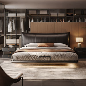 2025 Nieuwe Mode Zwevend Opbergbed Diamant Luxe Gestikte Echt Lederen Dunne Hoofdbord Italiaans Kingsize Bruilofts Dubbel Bed - Product Image 1