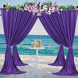 Chiffon Like Backdrop Curtains Wrinkle-Free Fabric with Bridal Shower Baby Shower Wedding Arch Party Stage Decoration 2 Layer