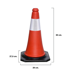 Cono di Segnalazione Riflettente con Base in Gomma da 50cm per Uso Domestico - Product Image 2