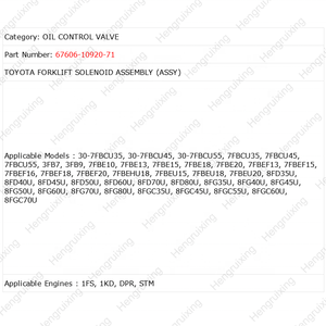 שסתום בקרת שמן לחלקי מלגזה, שסתום סולנואיד 67606-10920-71 עבור 1FS 1KD DPR STM 7FBR10-30 7FBE10-18 - Product Image 5