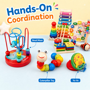 Giocattoli <span class=keywords><strong>Montessori</strong></span> per la prima infanzia: Carillon in legno con perline, orologio, tamburi e set di percussioni con 8 scale - Giocattolo educativo - Product Image 3