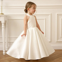 Robe de princesse blanche dos nu à nœud pour enfants, idéale pour demoiselle d'honneur, mariage ou tenue de cérémonie