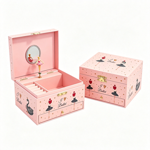 Caja Musical Personalizada Yiyu con Melodía Rosa, Espejo y Cajón, Caja Musical <span class=keywords><strong>de</strong></span> Papel con Manivela y Bailarina para Niñas - Product Image 1