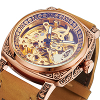 Nouvelle Montre Mécanique Automatique Squelette Or Rose pour Homme, Analogique, Étanche, avec Réserve de Marche, Prix de Gros Authentique