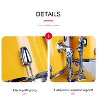 Jazz Drum Set Professional Musical Percussion Instrument 5 Pieces 4 Cymbal Kits Adult Beginners