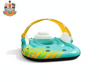 Île flottante gonflable robuste 6 personnes avec auvent pare-soleil, grand transat de piscine pour fêtes au lac et divertissements aquatiques en extérieur
