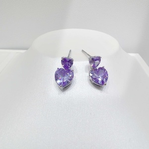 wholesale 925 plata sterling silver butterfly <b>Crystal</b> Rhinestone <b>earring</b> party summer purple colorful zircon women <b>stud</b> <b>earrings</b> - Product Image 2