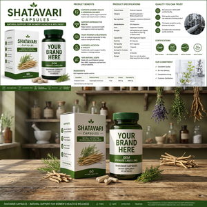 Cápsulas de Shatavari, 60 Cápsulas Vegetales, Suplemento Dietético para el Bienestar Femenino, Apoyo Vegetariano, Aclaramiento de la Piel, Crecimiento del Cabello - Product Image 1