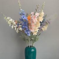 Bunga Delphinium Sutra Buatan Modern Real Touch YM, Tangkai Tunggal Larkspur Besar untuk Dekorasi Vas Dalam Ruangan dan Hotel