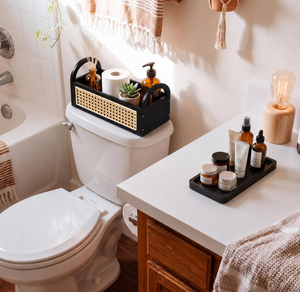Cestino portaoggetti da bagno rettangolare rustico di <span class=keywords><strong>alta</strong></span> qualità in legno per <span class=keywords><strong>WC</strong></span>, organizer da bagno - Product Image 6