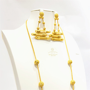 ゴールデンスター サウジアラビア 24K金メッキ ジュエリー アフリカの花嫁用ネックレス イヤリング付き 大きなペンダント ロングチェーンネックレスセット - Product Image 3