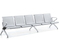 Chaise d'attente moderne en métal 3 places, banc d'aéroport argenté, mobilier de réception pour hôtel, bureau, salle de sport