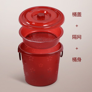 ถังขยะชาพร้อมชั้นกรองสำหรับใช้ในครัวเรือนรูปทรงกระบอกสีแดง - Product Image 3