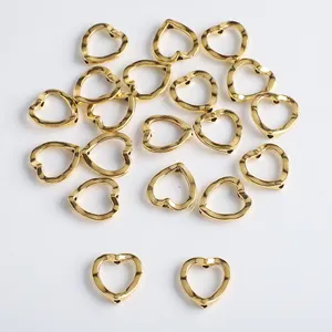 Zhubi Wholesale 13MM Gold Filled Devoted Heart Circles Bead Frames Spacers Alloy Connectors for Jewelry Making DIY Crafts