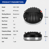 HDE-1090 Haut-parleur à compression en néodyme 1,4" VC, diaphragme en titane, boîtier métallique, 120W AES, 8 ohms pour système de sonorisation PA