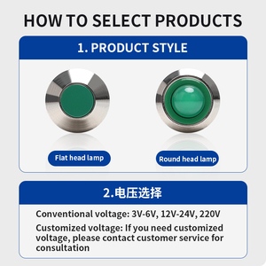 Bán Buôn 6Mm/8Mm/12Mm LED Kim Loại Chỉ Số Ánh Sáng Với Dây Màu Đỏ Màu Xanh Lá Cây Màu Vàng Màu Xanh Trắng Không Thấm Nước Tín Hiệu Ánh Sáng - Product Image 2