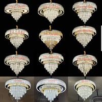 Moderne K9 Cristal LED Lustres Plafonnier Rond Intérieur Lampe pour Hôtel De Luxe Salon Dimmable Avec Télécommande