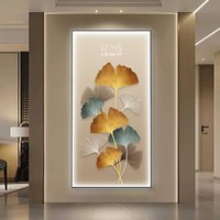 Horloge murale décorative moderne en forme de feuille de Ginkgo avec écran électronique et éclairage LED