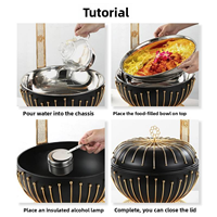 Élégant Réchaud de Luxe Rond en Acier Inoxydable Doré 8L avec Conception Anti-Blocage et Chauffage à l'Alcool par Fil Vertical pour la Restauration