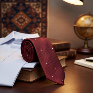 เนคไทลายจุดสีม่วงสุดพิเศษทำด้วยมือจากไก่งวง - Product Image 2