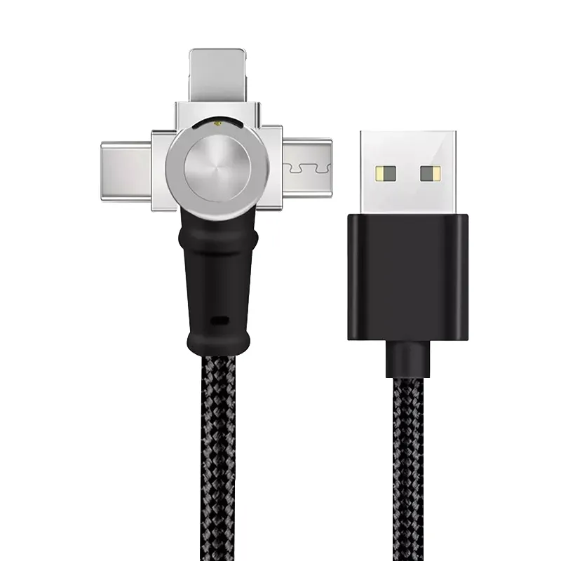 Hot sales 180 degree Rotate Double Charge Nylon Brained magnetic Charging Cable for i-Product Type-C Android Devices