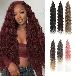 Produit transfrontalier très demandé : Perruque tressée au crochet style européen et américain, Deep Twist, Deep Wave, mèche <span class=keywords><strong>de</strong></span> cheveux 90-130g, permable - Product Image 5
