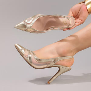 Sandali <span class=keywords><strong>con</strong></span> Tacco Alto da Donna <span class=keywords><strong>con</strong></span> Cuciture in Pizzo, Sexy e alla Moda, Stiletto Traforato Traspirante, Suola in Gomma per Feste Estive - Product Image 1