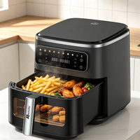 ANBOLIFE 1700W 7L Friteuse à vapeur sans PFAS AF729, commande par panneau, 10 programmes de cuisson prédéfinis, pot et grille antiadhésifs, compatible OEM&ODM