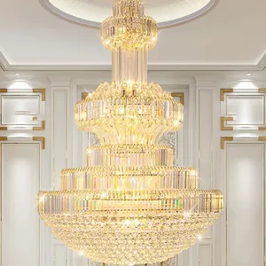 Lampe suspendue dorée pour restaurant Lampes suspendues modernes en cristal de luxe Lustre LED décoratif pour salon villa