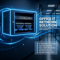 Kabinet Data Dinding 19 Inch 4U/6U/9U Tahan Air Rak Server Jaringan Terkunci Pintu Kaca Hitam Sistem Switch Jaringan Sekolah