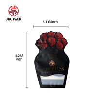 Sachet Mylar refermable personnalisé avec logo et fenêtre en forme de feuille de chanvre, pochette verticale anti-odeur refermable pour l'emballage d'herbes