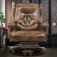 Chaise de bureau en cuir de direction avec fonction massage et repose-pieds