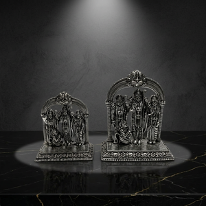 Statues Religieuses en Argent Pur de Lord Rama, Sita, Lakshmana et Hanuman – Décorations de Temple, Statues de Dieux en Argent Fini Ram Darbar - Product Image 4