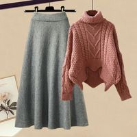 Usine vente automne et hiver costume femmes nouveau Style paresseux robe ample pull tricoté deux pièces ensemble femme