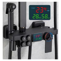 Ensemble de douche thermostatique numérique noir tendance, salle de bain, chaud et froid, pluie, multifonction, robinet de douche intelligent