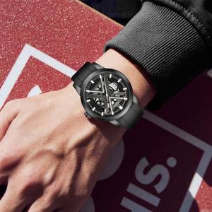 นาฬิกาข้อมือควอตซ์แฟชั่นผู้ชาย สไตล์ธุรกิจและกีฬา ตัวเรือนสแตนเลส สายซิลิโคน กันน้ำ รับผลิตแบบ OEM ODM หน้าปัดแบบเข็ม - Product Image 5